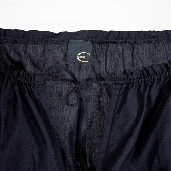 Just Cavalli Black Off Shoulder Ruched Blouse Size 4 | Designer Long Sleeve Top - Picture 4 of 5